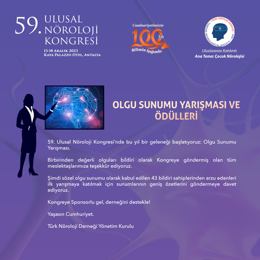 Türk Nöroloji Derneği Ulusal Nöroloji Kongresi Olgu Sunumu Yarışması Ve Ödülleri 2580